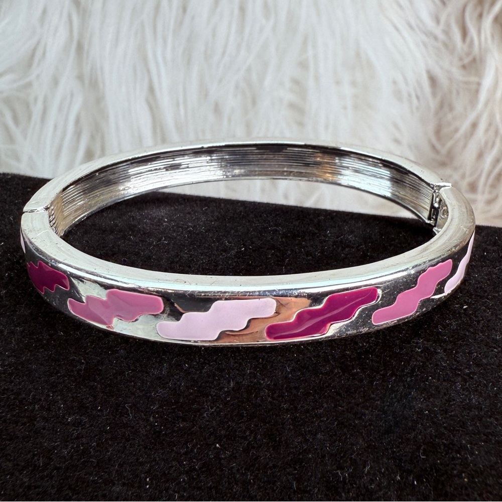 Silvertone Thin Multicolor Accent Bangle Bracelet - image 7